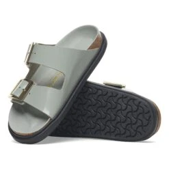 Birkenstock Arizona Droplet Buckle Natural Leather Patent High Shine Pure Sage -Birkenstock Shop 1029384 sole