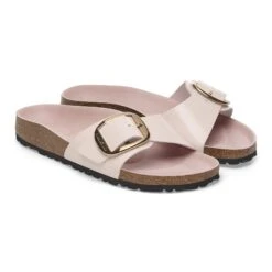 Birkenstock Madrid Big Buckle Natural Leather Patent High-Shine Light Rose -Birkenstock Shop 1029421 pair