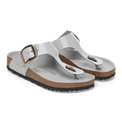 Birkenstock Gizeh Big Buckle Natural Leather Patent High-Shine Stone Coin -Birkenstock Shop 1029430 pair