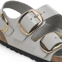 Birkenstock Milano Big Buckle Natural Leather Patent High Shine Stone Coin -Birkenstock Shop 1029432 detail 1