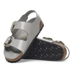 Birkenstock Milano Big Buckle Natural Leather Patent High Shine Stone Coin -Birkenstock Shop 1029432 sole