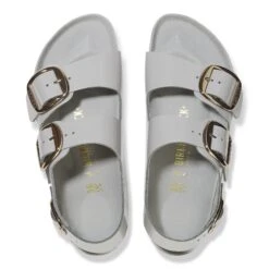 Birkenstock Milano Big Buckle Natural Leather Patent High Shine Stone Coin -Birkenstock Shop 1029432 top