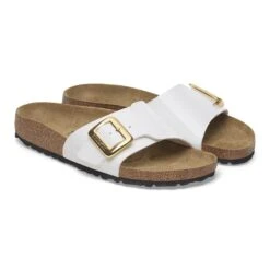 Birkenstock Catalina Luxe Buckle Birko-Flor Patent Patent White -Birkenstock Shop 1029460 pair