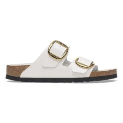 Birkenstock Arizona Hammered Big Buckle Natural Leather Patent High-Shine Antique White -Birkenstock Shop 1029502 side