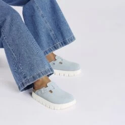 Boston Chunky Suede Leather Baby Blue -Birkenstock Shop 1029585 f look f