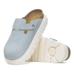 Boston Chunky Suede Leather Baby Blue -Birkenstock Shop 1029585 sole