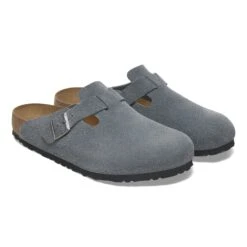 Birkenstock Boston Soft Footbed Suede Leather Basalt Gray -Birkenstock Shop 1029708 pair