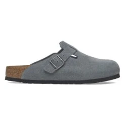 Birkenstock Boston Soft Footbed Suede Leather Basalt Gray -Birkenstock Shop 1029708 side