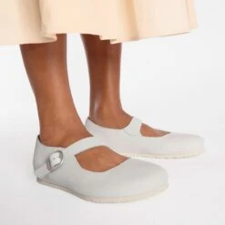 Birkenstock Tracy Nubuck Leather Antique White -Birkenstock Shop 1029772 f closeup f