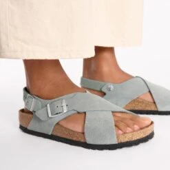 Birkenstock Tulum Nubuck-Suede Leather Pure Sage -Birkenstock Shop 1029795 f closeup f