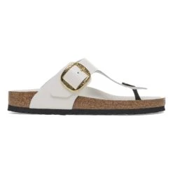 Birkenstock Gizeh Hammered Big Buckle Natural Leather Patent High Shine Antique White -Birkenstock Shop 1029810 side