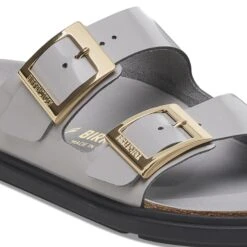 Birkenstock Arizona Droplet Buckle Natural Leather Patent High Shine Stone Coin -Birkenstock Shop 1029831 detail 1