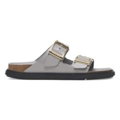 Birkenstock Arizona Droplet Buckle Natural Leather Patent High Shine Stone Coin -Birkenstock Shop 1029831 side