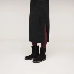 Birkenstock Uppsala Zip Shearling Suede Leather Black -Birkenstock Shop 1030047 f look f