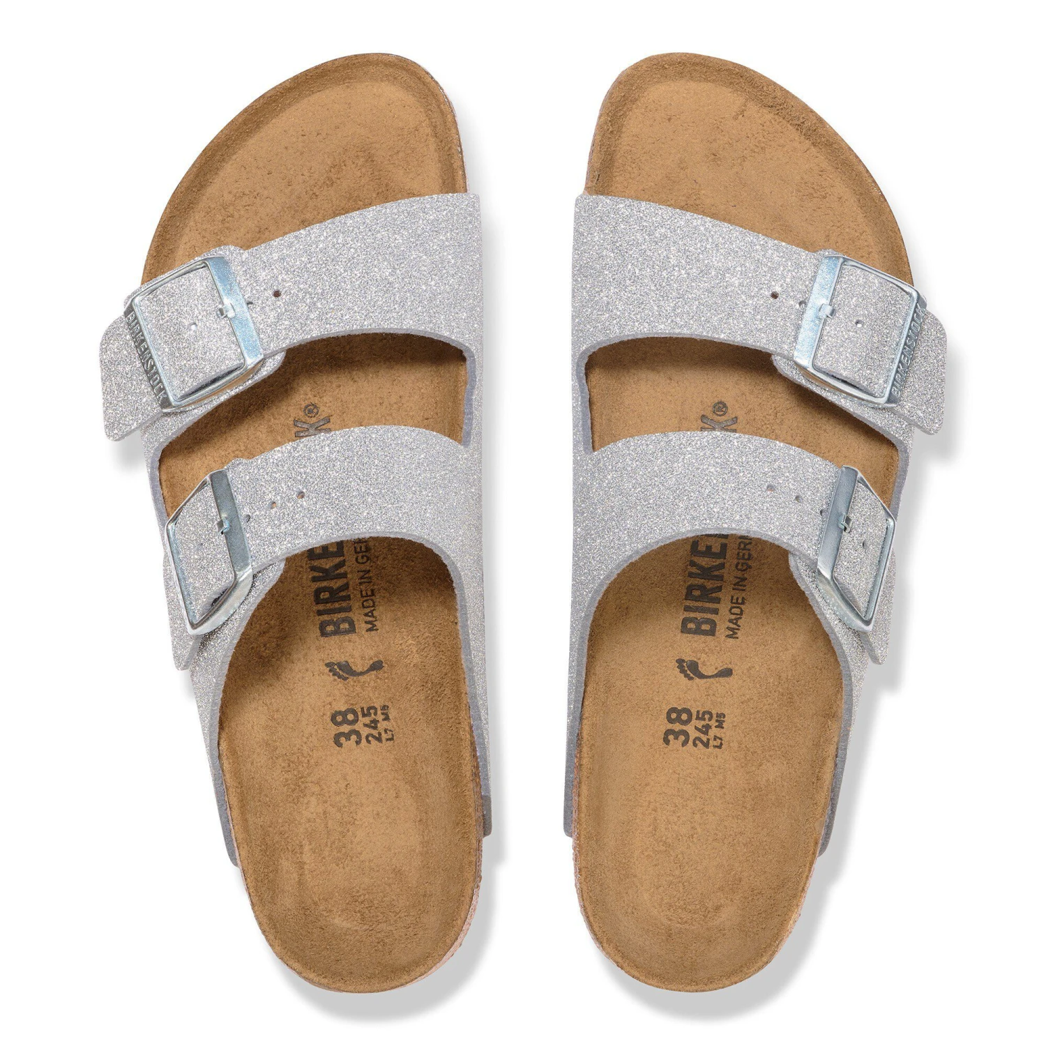 Birkenstock Arizona Synthetics Shiny Glitter Silver 2 Birkenstock Arizona Synthetics Shiny Glitter Silver - Image 2