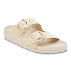 Birkenstock Arizona Big Buckle Pearl Natural Leather Patent High Shine Ecru