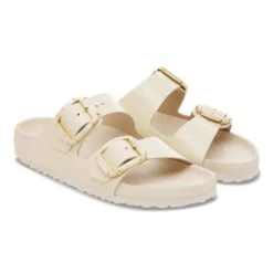 Birkenstock Arizona Big Buckle Pearl Natural Leather Patent High Shine Ecru -Birkenstock Shop 1030267 pair