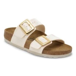 Birkenstock Sydney Luxe Buckle Synthetics Shiny Snake Cream