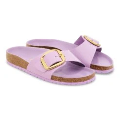 Birkenstock Madrid Big Buckle Natural Leather Patent High Shine Crocus -Birkenstock Shop 1030296 pair