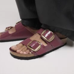 Birkenstock Arizona Hammered Big Buckle Natural Leather Patent Zinfandel High Shine 12 Birkenstock Arizona Hammered Big Buckle Natural Leather Patent Zinfandel High Shine -Birkenstock Shop 1030299 f closeup f