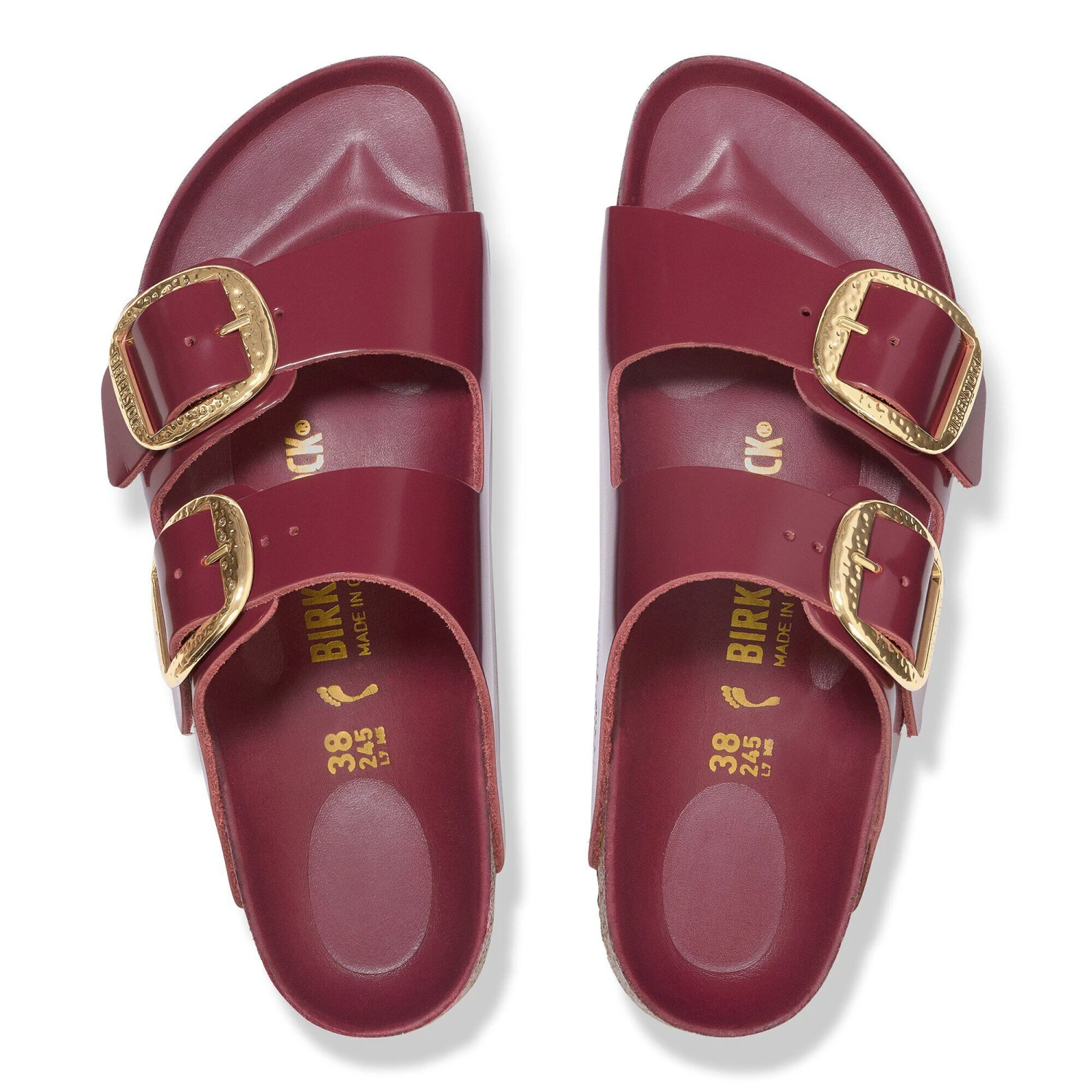 Birkenstock Arizona Hammered Big Buckle Natural Leather Patent Zinfandel High Shine 2 Birkenstock Arizona Hammered Big Buckle Natural Leather Patent Zinfandel High Shine - Image 2