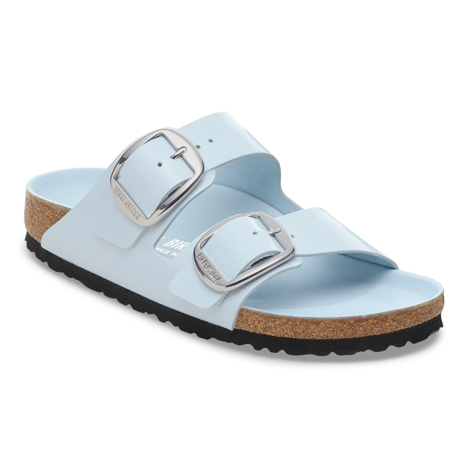 Birkenstock Arizona Big Buckle Natural Leather Patent High Shine Baby Blue 1 Birkenstock Arizona Big Buckle Natural Leather Patent High Shine Baby Blue
