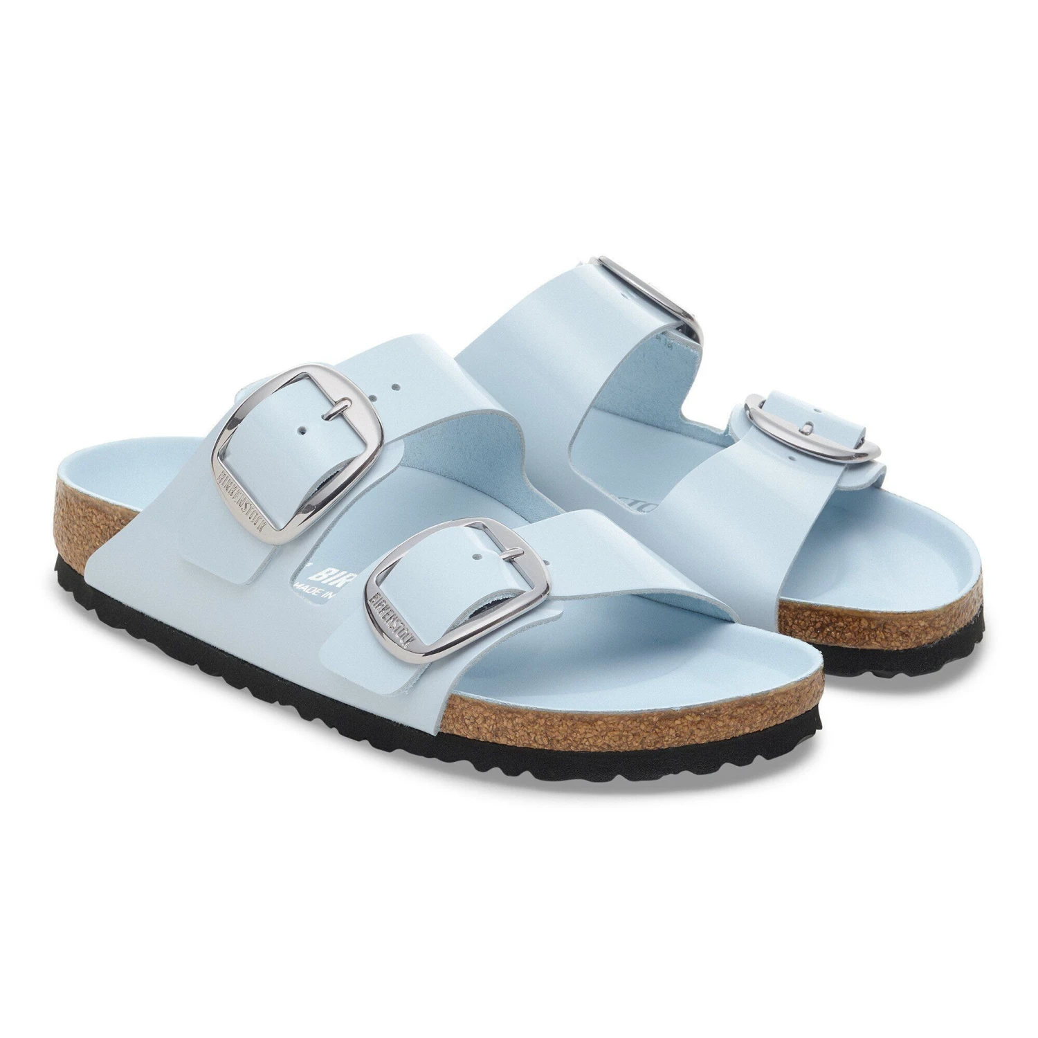 Birkenstock Arizona Big Buckle Natural Leather Patent High Shine Baby Blue 4 Birkenstock Arizona Big Buckle Natural Leather Patent High Shine Baby Blue - Image 4