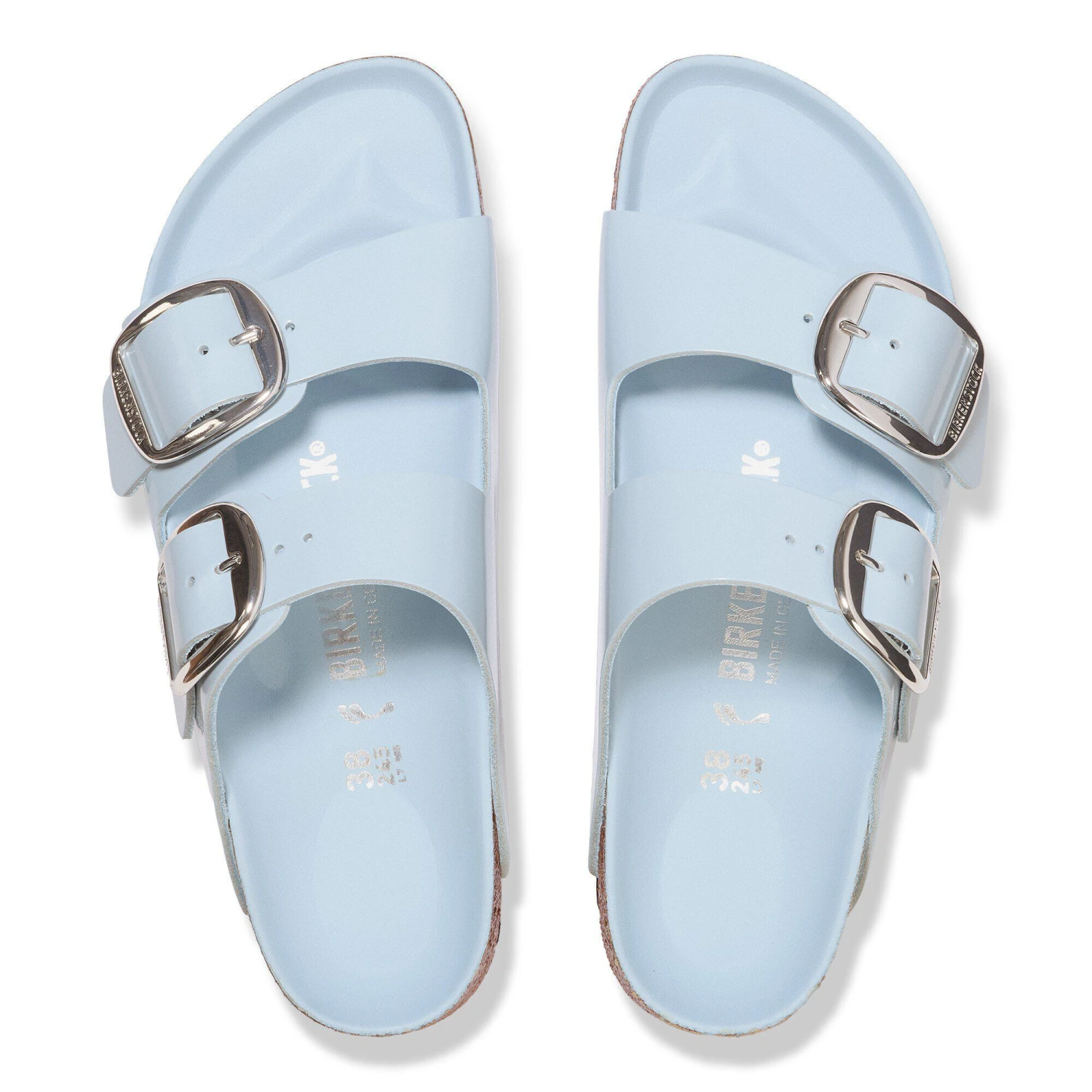 Birkenstock Arizona Big Buckle Natural Leather Patent High Shine Baby Blue 2 Birkenstock Arizona Big Buckle Natural Leather Patent High Shine Baby Blue - Image 2