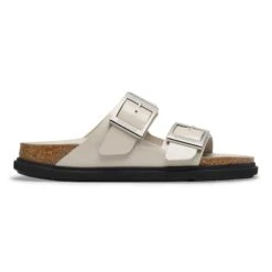 Birkenstock Arizona Droplet Buckle Natural Leather Patent High Shine Oyster -Birkenstock Shop 1030339 side