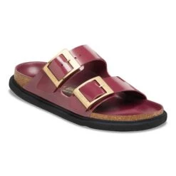 Birkenstock Arizona Droplet Buckle Natural Leather Patent Zinfandel High Shine