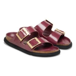 Birkenstock Arizona Droplet Buckle Natural Leather Patent Zinfandel High Shine -Birkenstock Shop 1030344 pair