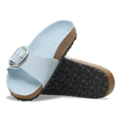 Birkenstock Madrid Big Buckle Natural Leather Patent High Shine Baby Blue -Birkenstock Shop 1030363 sole