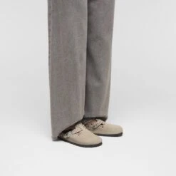 Birkenstock Boston Rivets Suede Leather Taupe -Birkenstock Shop 1030437 f look f