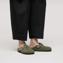 Birkenstock Boston Braided Suede Leather Thyme -Birkenstock Shop 1030547 f look f