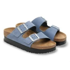 Arizona Flex Platform Nubuck Leather Stone Blue -Birkenstock Shop 1030588 pair