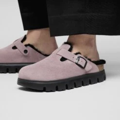 Boston Chunky Shearling Suede Leather Faded Purple 13 Boston Chunky Shearling Suede Leather Faded Purple -Birkenstock Shop 1030601 f closeup f