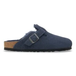 Birkenstock Boston Shearling Suede Leather New Navy -Birkenstock Shop 1030657 side