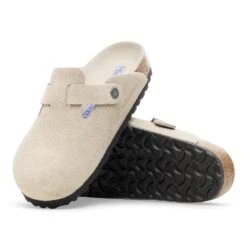 Birkenstock Boston Soft Footbed Suede Leather Oyster Tonal -Birkenstock Shop 1030789 sole