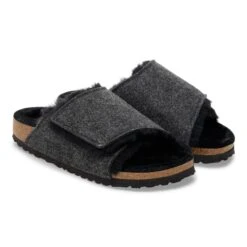 Birkenstock Solana Shearling Wool Felt Anthracite -Birkenstock Shop 1030823 pair