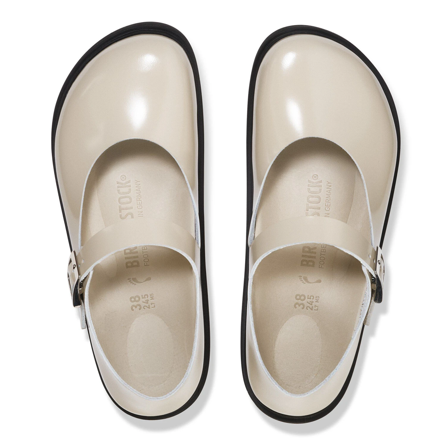 Birkenstock Mantova Droplet Buckle Natural Leather Patent High-Shine Oyster 2 Birkenstock Mantova Droplet Buckle Natural Leather Patent High-Shine Oyster - Image 2