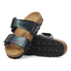 Birkenstock Sydney Luxe Buckle Synthetics Shiny Snake Black -Birkenstock Shop 1030868 sole