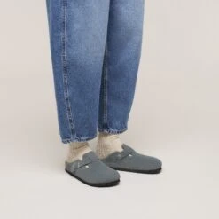 Birkenstock Boston Soft Footbed Suede Leather Basalt Gray Tonal -Birkenstock Shop 1030870 f look f