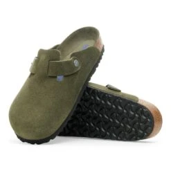 Birkenstock Boston Soft Footbed Suede Leather Thyme Tonal -Birkenstock Shop 1030879 sole