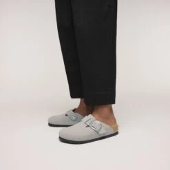 Birkenstock Boston Big Buckle Nubuck Leather Stone Coin -Birkenstock Shop 1030909 f look f