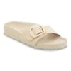 Birkenstock Madrid Big Buckle Pearl Natural Leather Patent High Shine Ecru