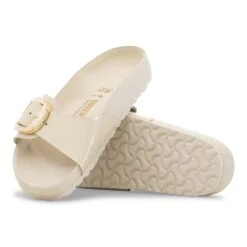 Birkenstock Madrid Big Buckle Pearl Natural Leather Patent High Shine Ecru -Birkenstock Shop 1030923 sole