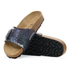 Birkenstock Catalina Luxe Buckle Synthetics Shiny Snake Black -Birkenstock Shop 1030930 sole