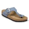 Birkenstock Gizeh Big Buckle Nubuck Leather Stone Blue -Birkenstock Shop 1031145