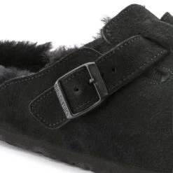 Birkenstock Boston Shearling Suede Leather Black -Birkenstock Shop 259883 detail 1