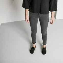 Birkenstock Boston Shearling Suede Leather Black -Birkenstock Shop 259883 f look f